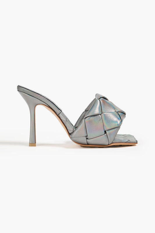 Bottega Veneta Iridescent intrecciato leather mules