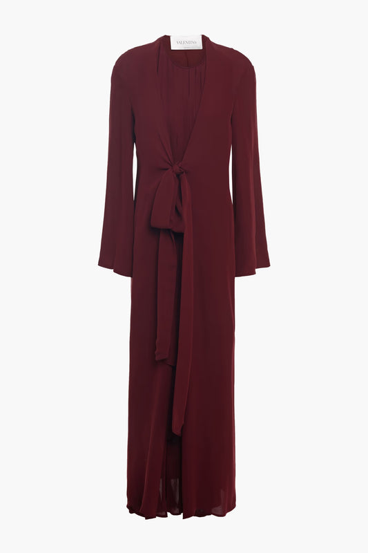 Valentino Garavani Tie-front pleated silk-crepe midi dress
