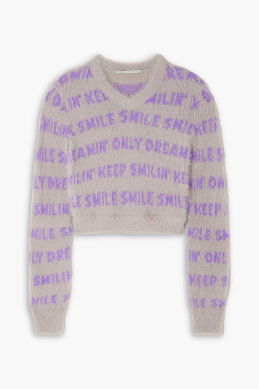 Stella McCartney Cropped brushed jacquard-knit sweater