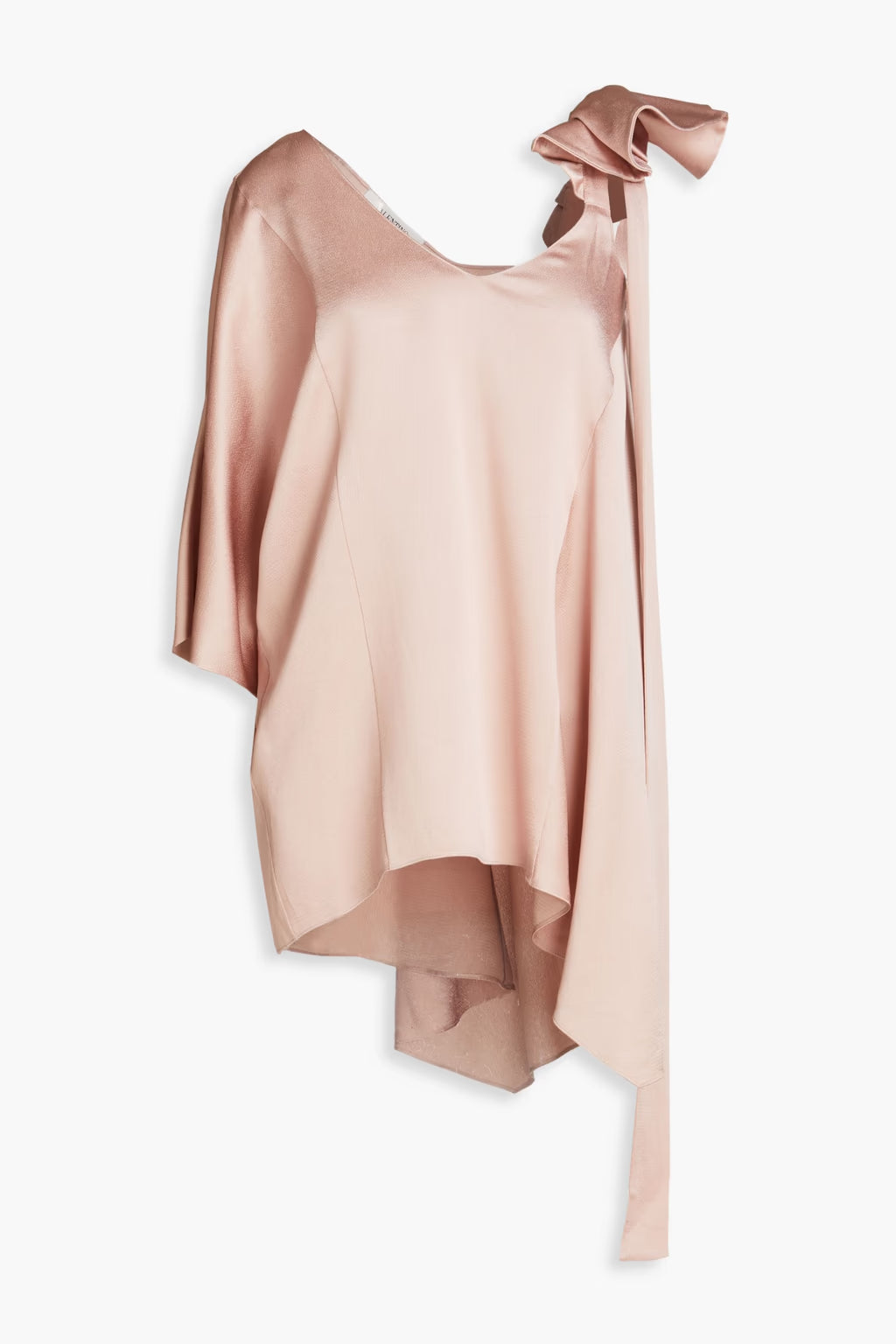 Valentino Garavani One-sleeve ruffled hammered-satin top