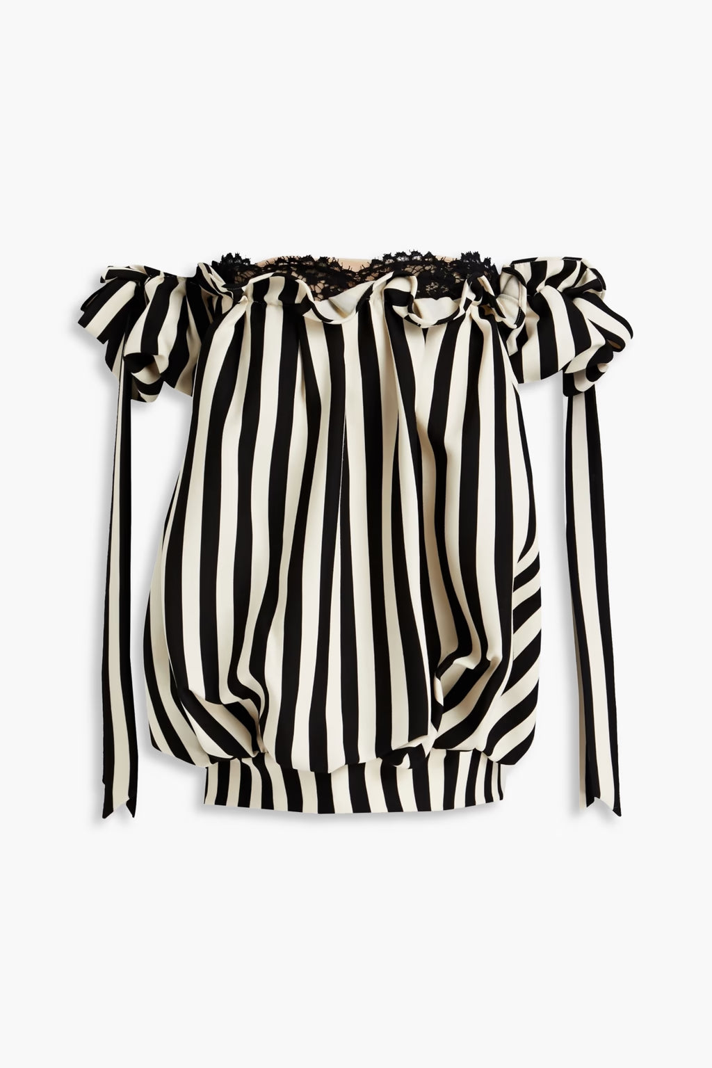 Valentino Garavani Off-the-shoulder striped wool and silk-blend crepe top