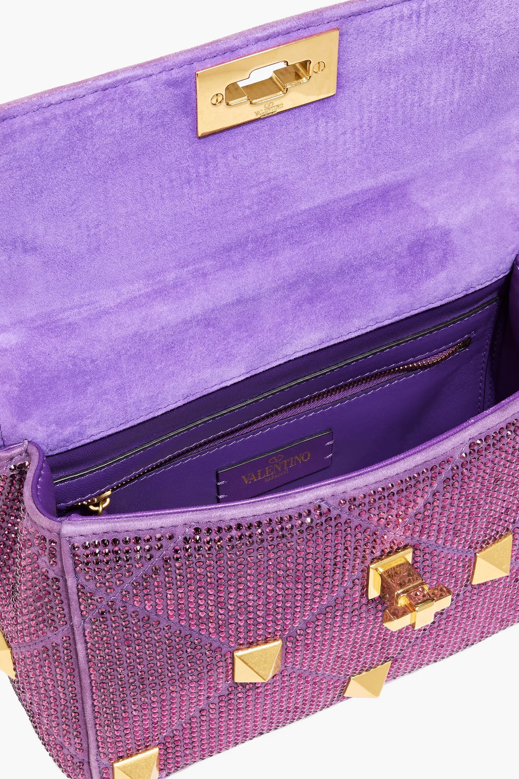 Valentino Garavani Roman Stud Embellished Aatin Shoulder Bag
