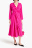 Sandro Draped Floral-Jacquard Midi Dress