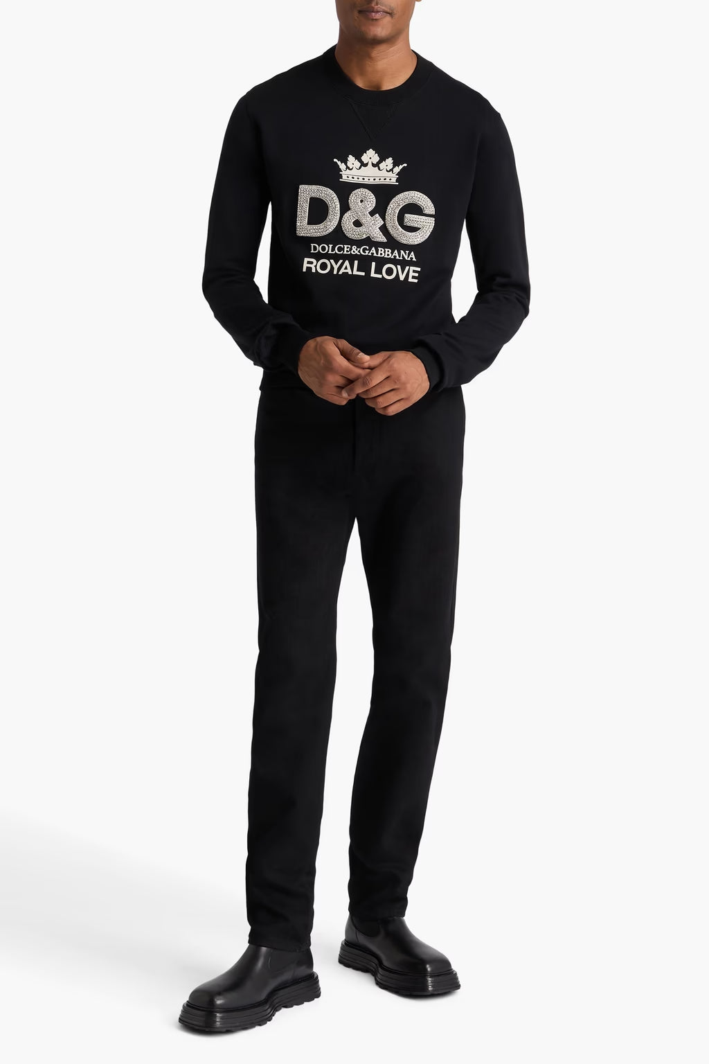 Dolce & Gabbana Embellished printed French cotton-terry sweatshirt