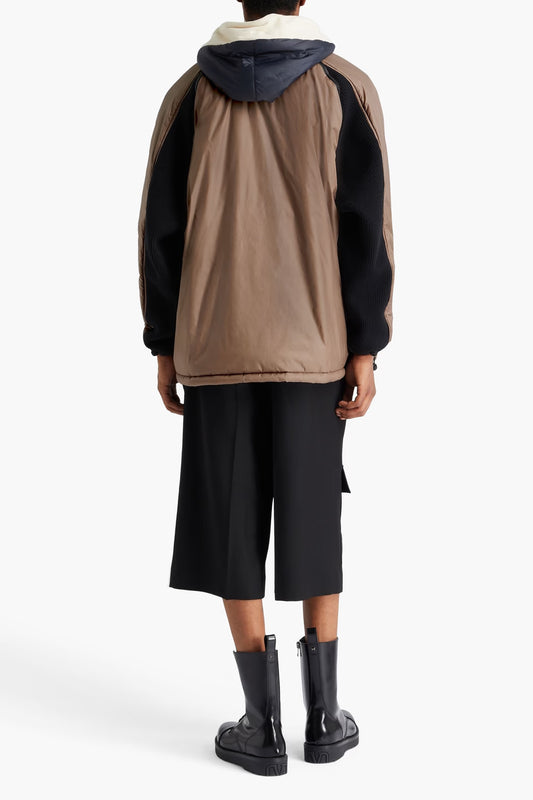 Valentino Garavani Wool-paneled shell hooded anorak