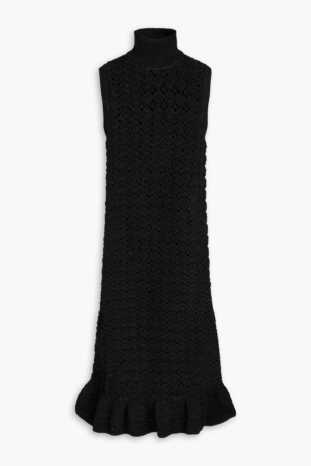 Ganni Metallic crocheted midi dress