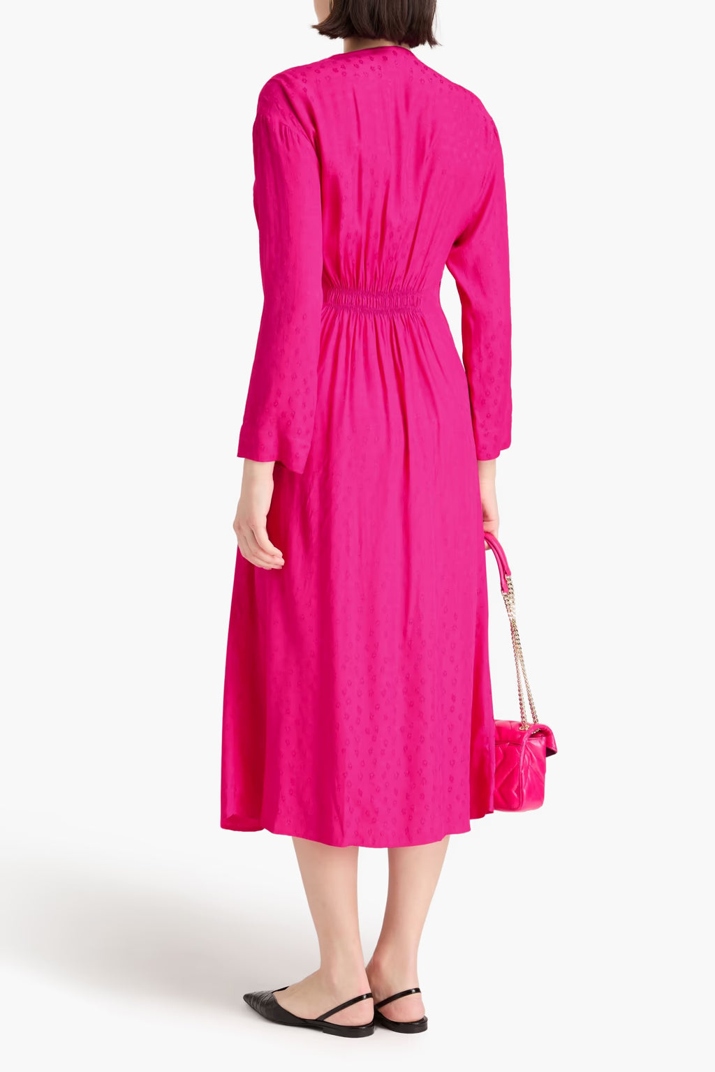 Sandro Draped Floral-Jacquard Midi Dress