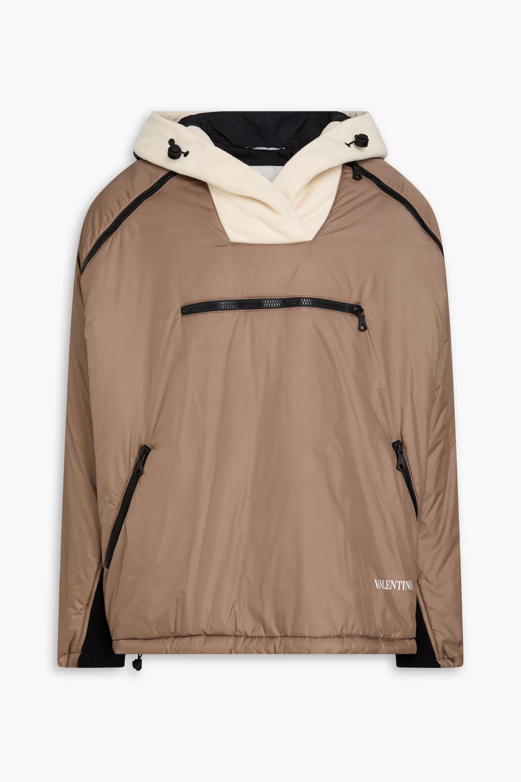 Valentino Garavani Wool-paneled shell hooded anorak
