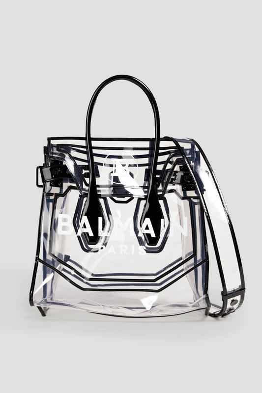 Balmain Patent-leather-trimmed printed PVC tote