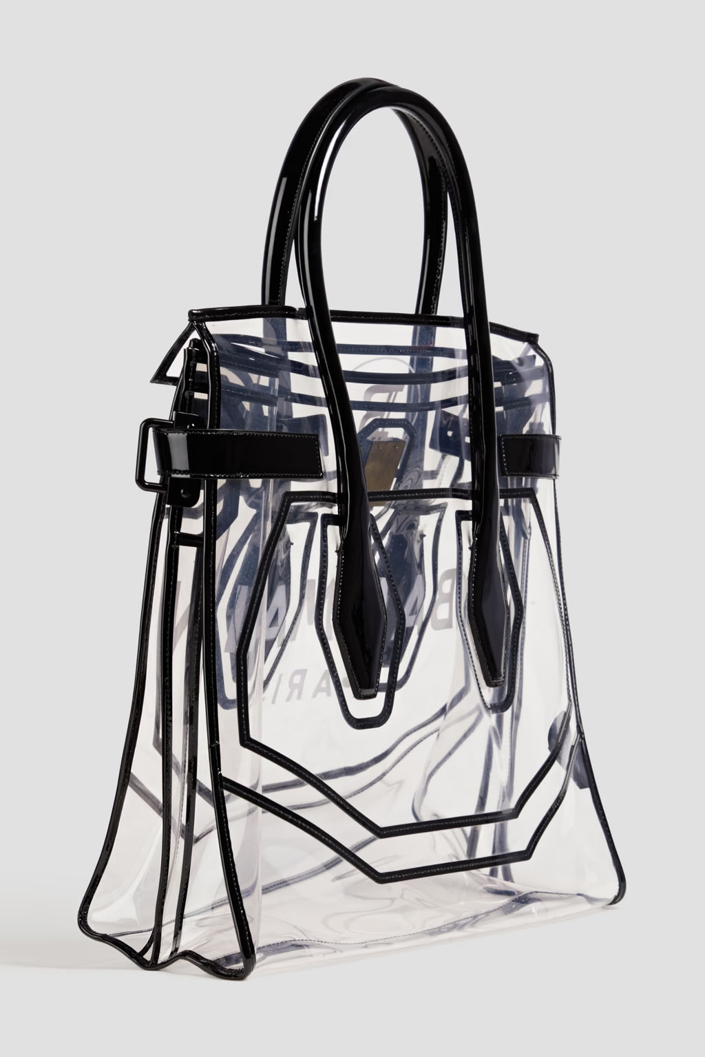 Balmain Patent-leather-trimmed printed PVC tote