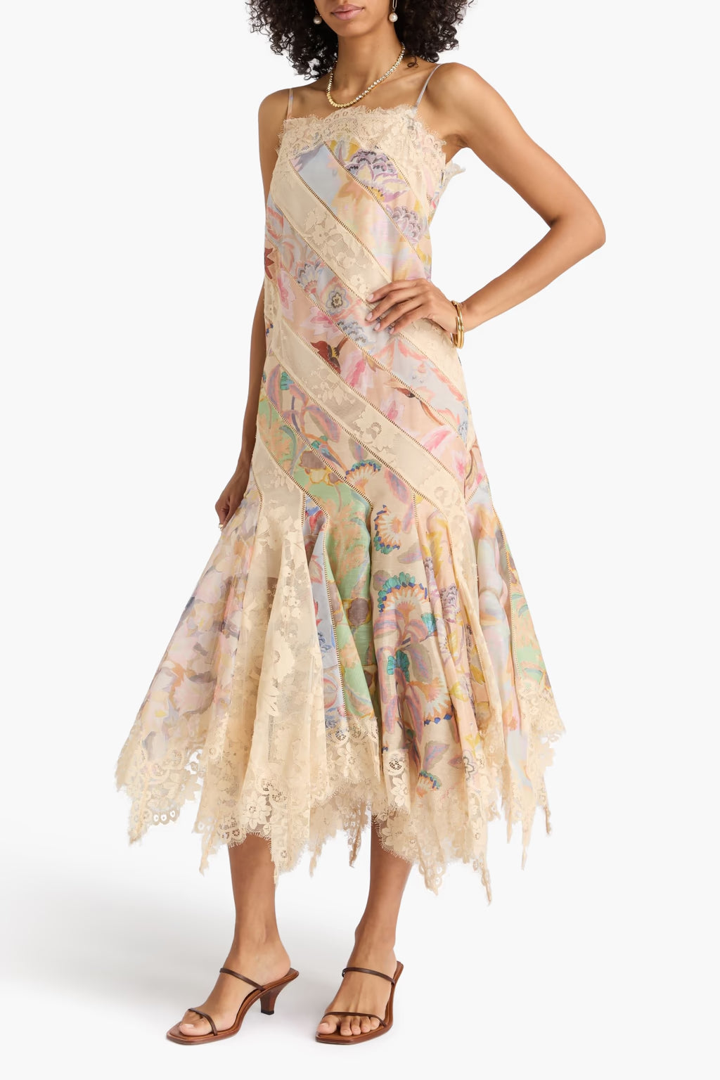 Zimmermann Floral-print cotton-blend lace and organza maxi dress