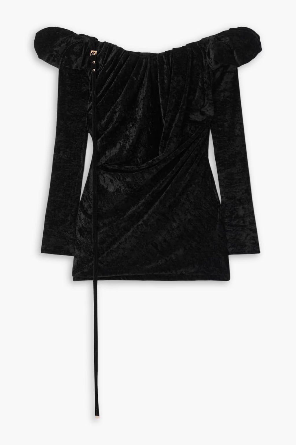 Jacquemus Off-the-shoulder embellished stretch-velour mini dress
