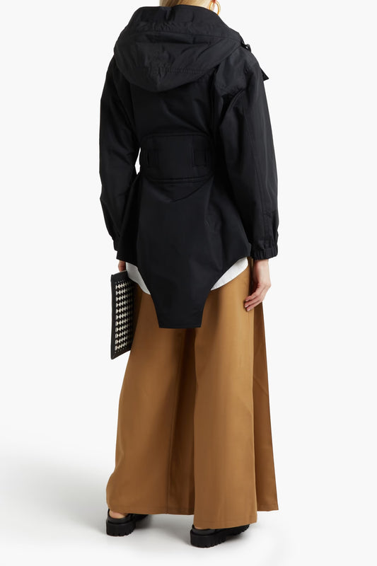 Burberry Belted cotton-blend gabardine hooded jacket
