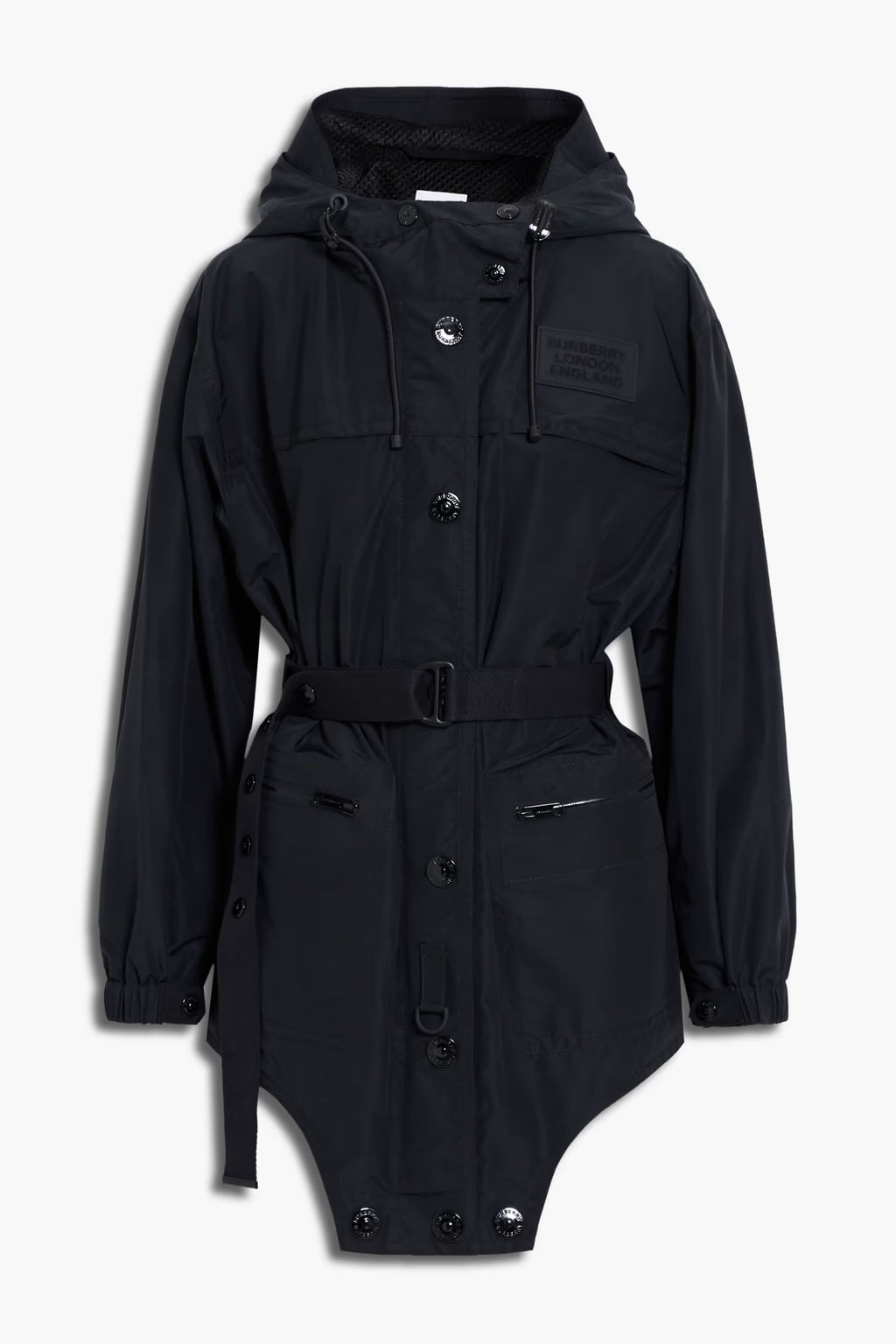 Burberry Belted cotton-blend gabardine hooded jacket