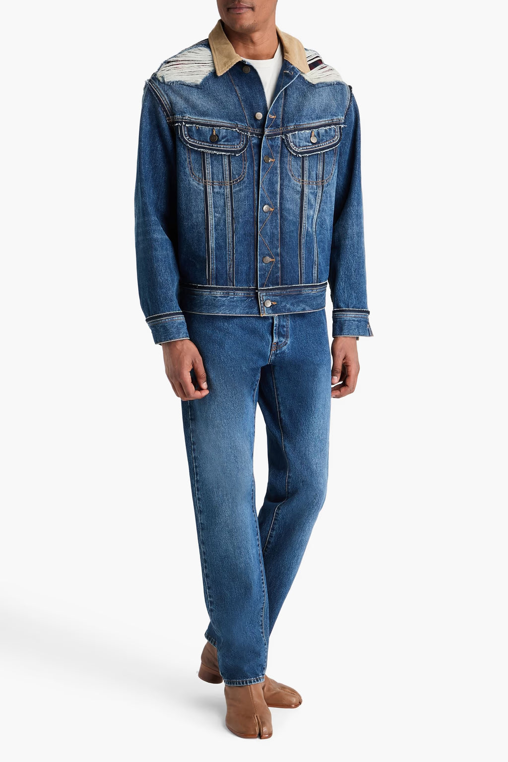 Maison Margiela Pendleton distressed denim jacket