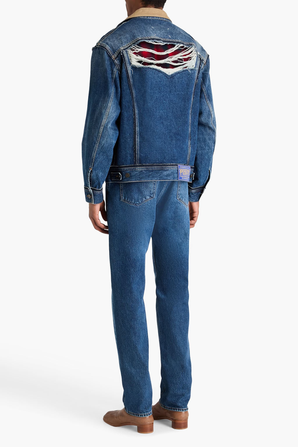 Maison Margiela Pendleton distressed denim jacket