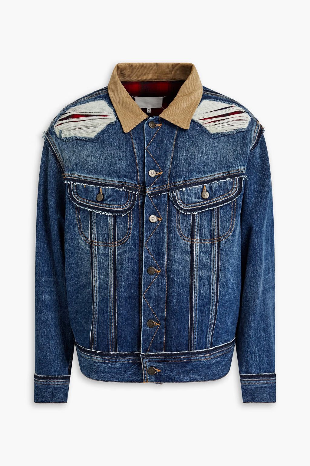 Maison Margiela Pendleton distressed denim jacket