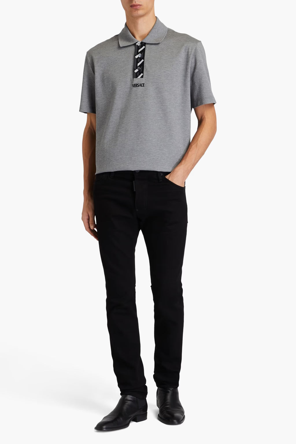 Versace Embroidered cotton-piqué polo shirt