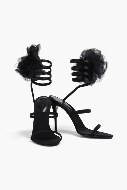 Magda Butrym Floral-appliquéd grosgrain sandals