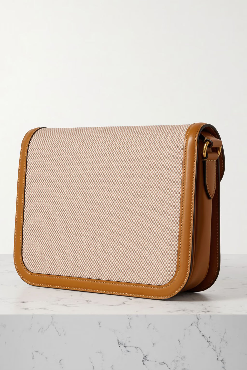 Valentino Garavani 9to5 leather-trimmed canvas shoulder bag