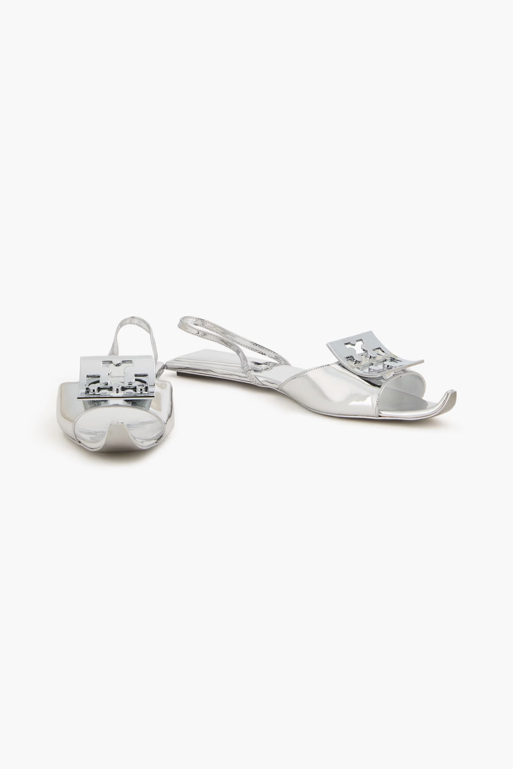 Tory Burch Embellished mirrored-leather slingback sandals