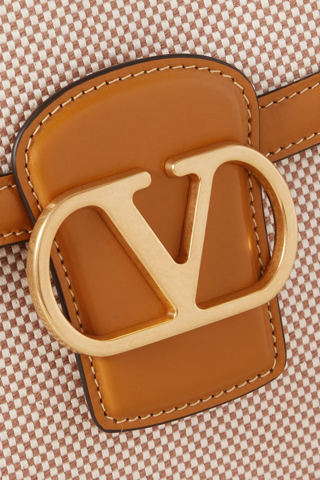Valentino Garavani 9to5 leather-trimmed canvas shoulder bag