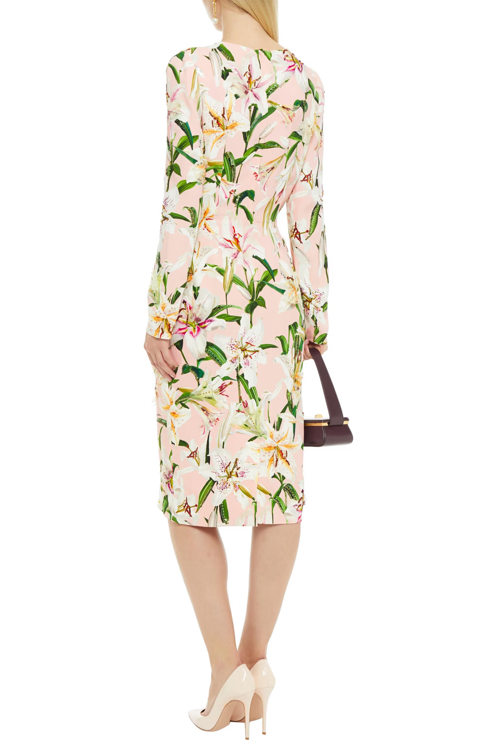 Dolce & Gabbana Embellished floral-print crepe dress