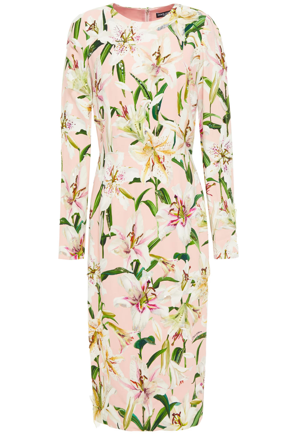 Dolce & Gabbana Embellished floral-print crepe dress
