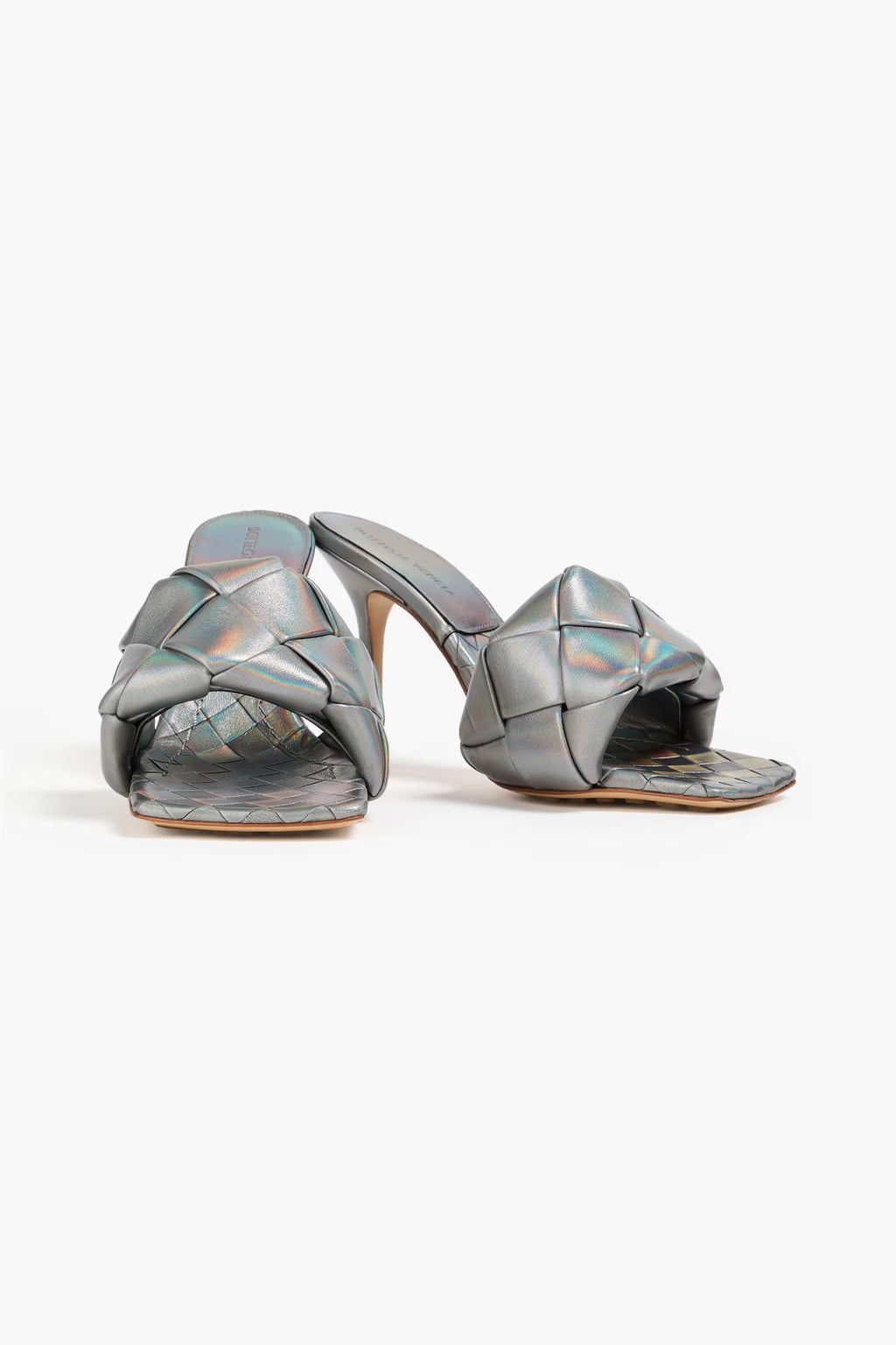 Bottega Veneta Iridescent intrecciato leather mules
