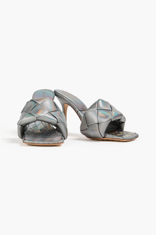 Bottega Veneta Iridescent intrecciato leather mules