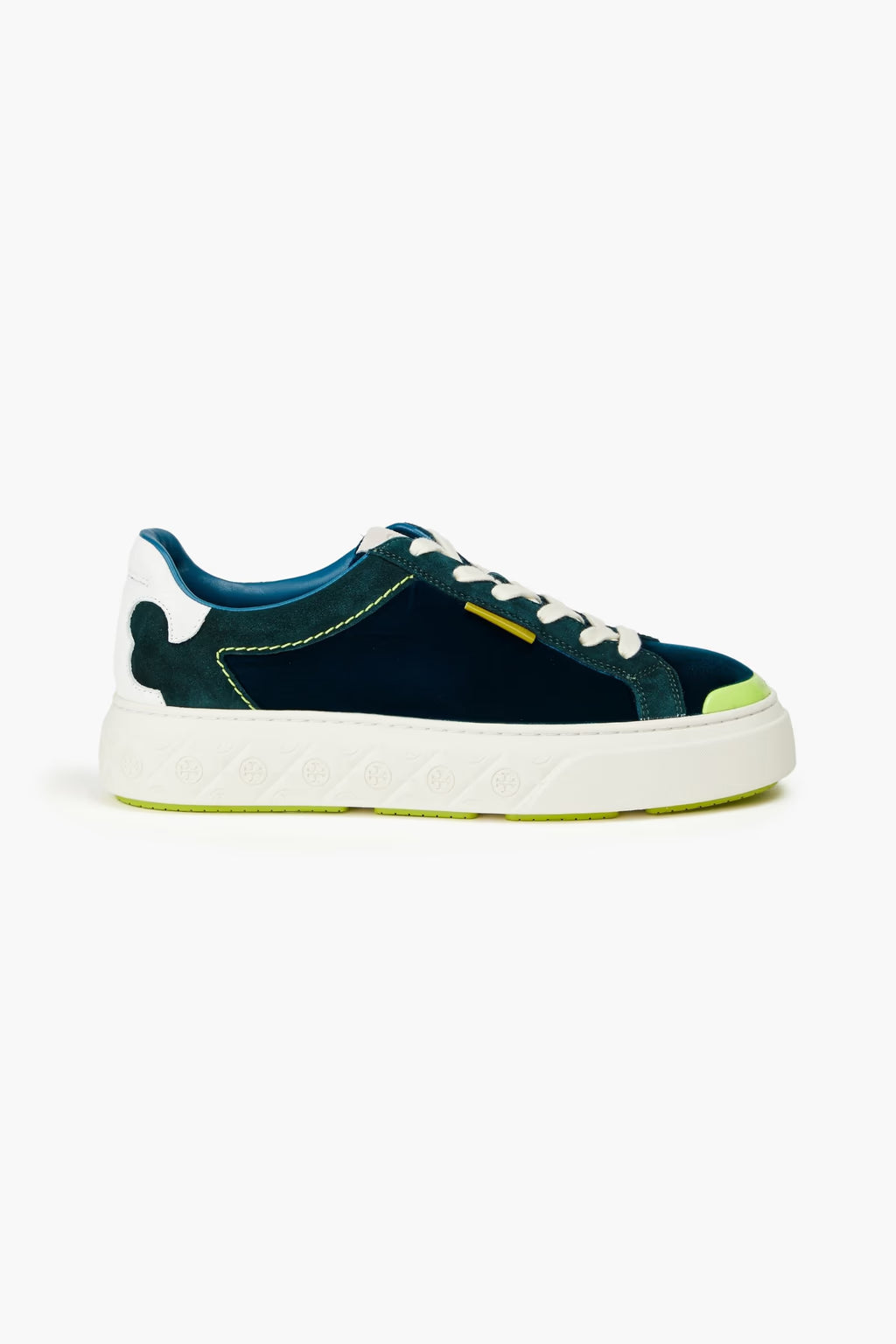 Tory Burch Ladybug velvet and pebbled-leather sneakers