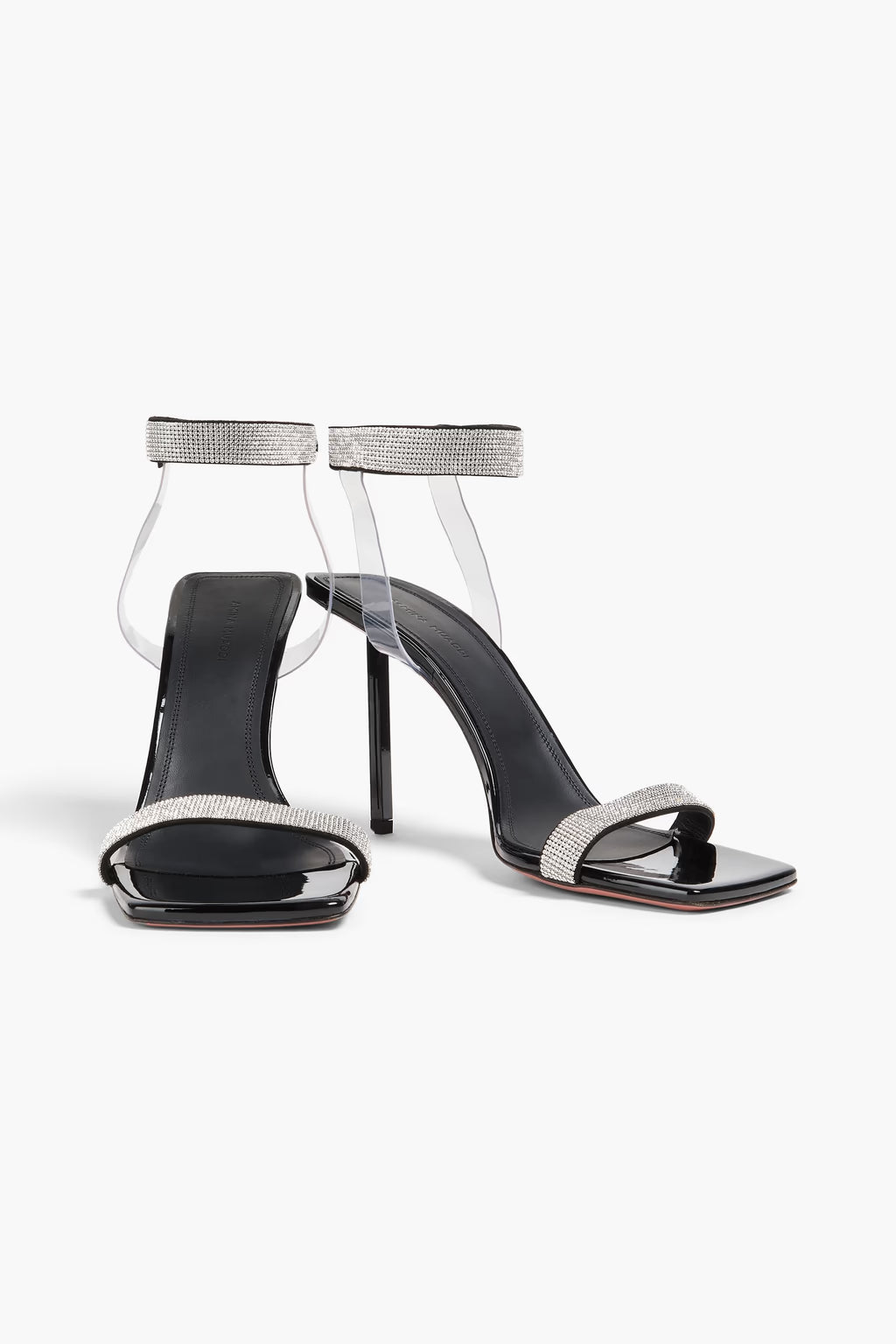 Amina Muaddi Rih crystal-embellished suede and PVC sandals