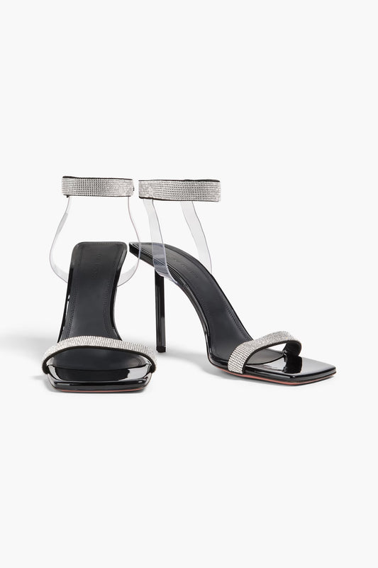 Amina Muaddi Rih crystal-embellished suede and PVC sandals