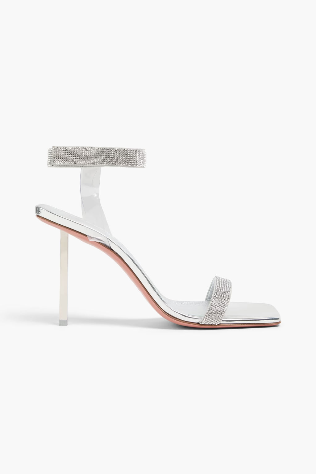 Amina Muaddi Rih crystal-embellished metallic leather sandals