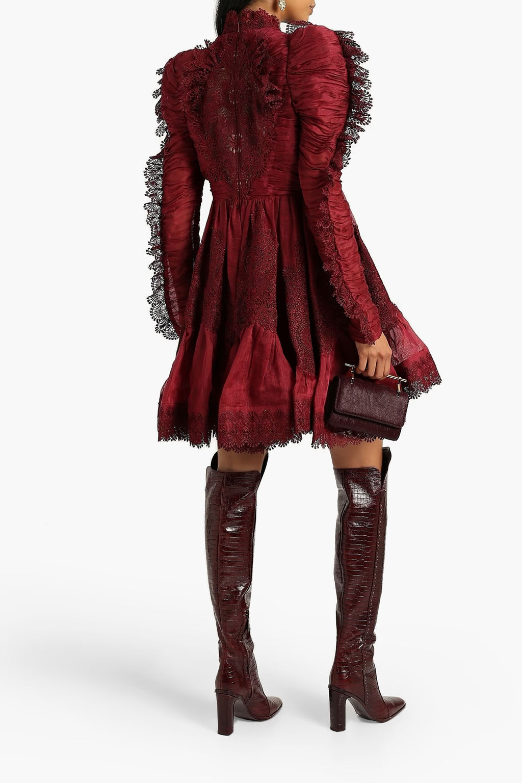 Zimmermann Guipure lace-trimmed linen and silk-blend mini dress
