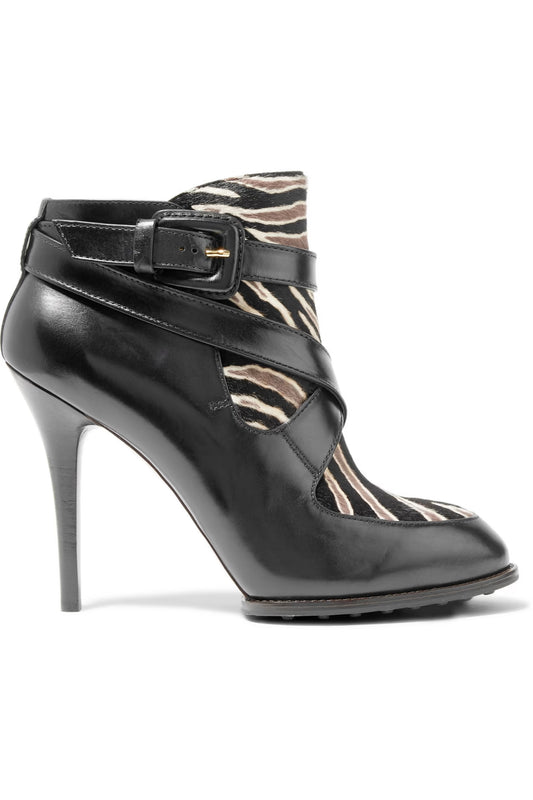 Tod's Printed calf hair and leather ankle boots