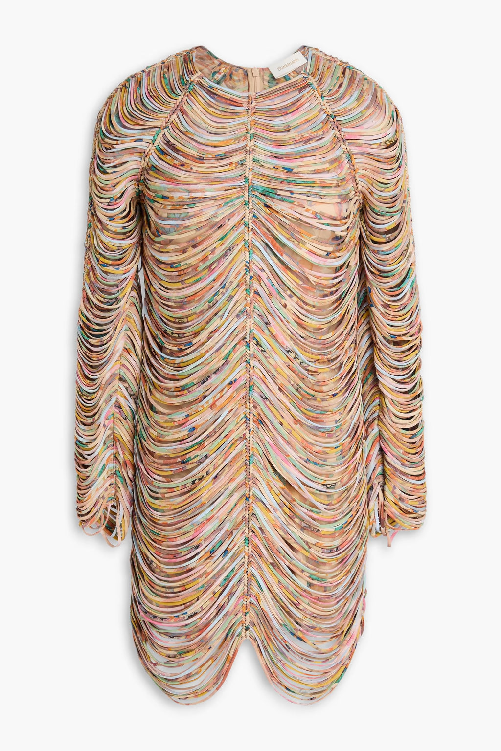 Zimmermann Fringed printed organza mini dress
