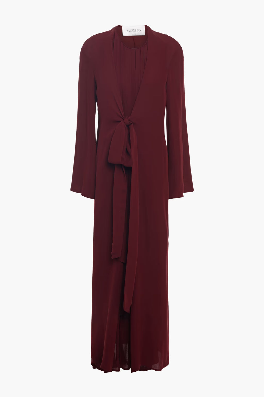 Valentino Garavani Tie-front pleated silk-crepe midi dress