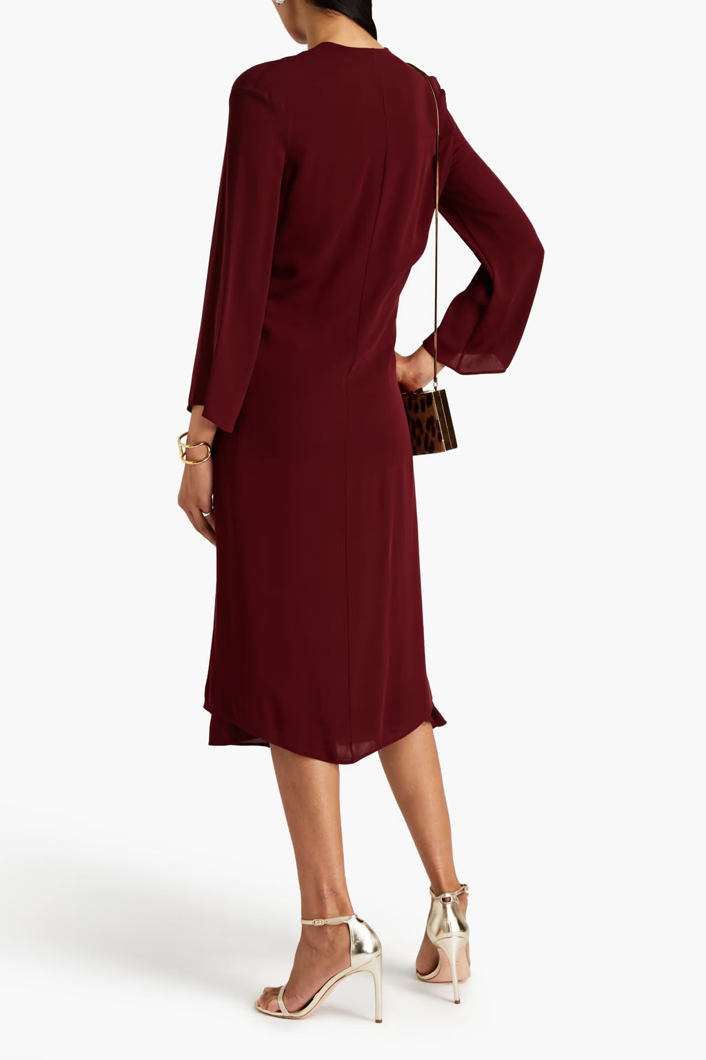 Valentino Garavani Tie-front pleated silk-crepe midi dress