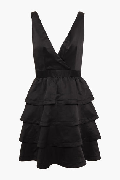 Sandro Tiered Satin Mini Dress