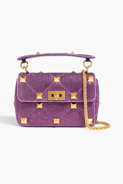 Valentino Garavani Roman Stud Embellished Aatin Shoulder Bag