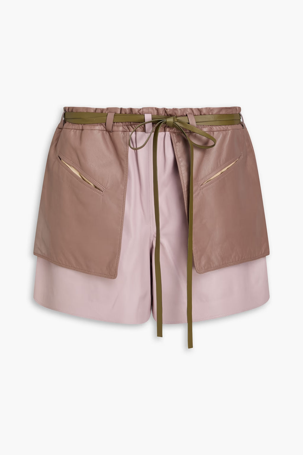 Valentino Garavani Two-Tone Layered Leather Shorts
