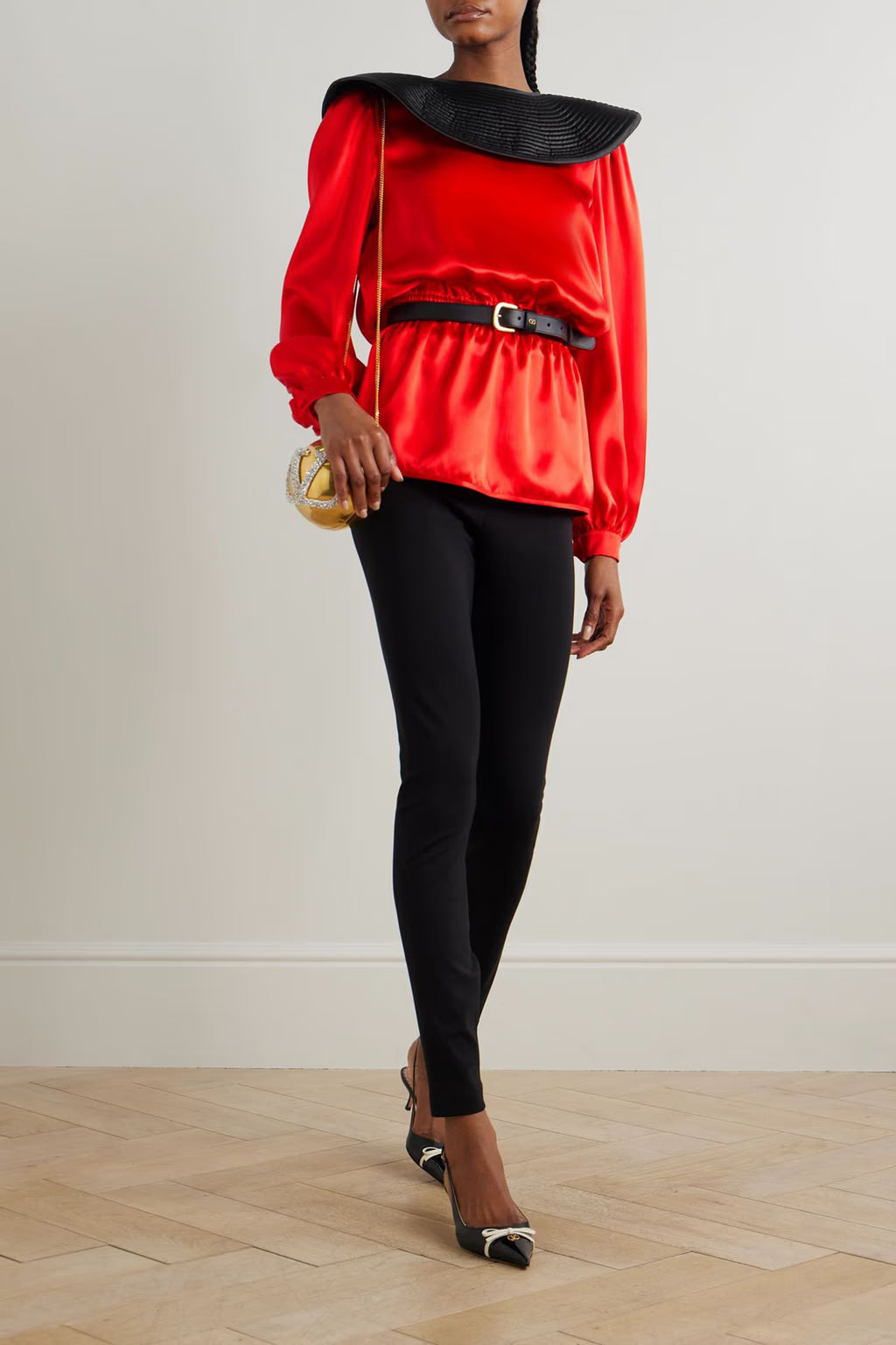 Valentino Garavani Two-Tone Silk-Satin Blouse