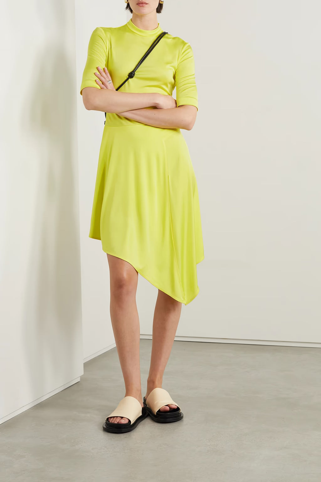 Stella McCartney Asymmetric draped stretch-jersey mini dress