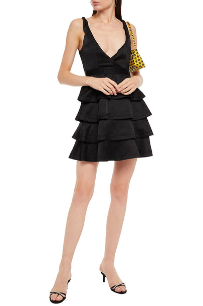Sandro Tiered Satin Mini Dress