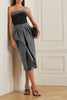 Maison Margiela Strapless Paneled Herringbone Wool and Stretch-Jersey Midi Dress