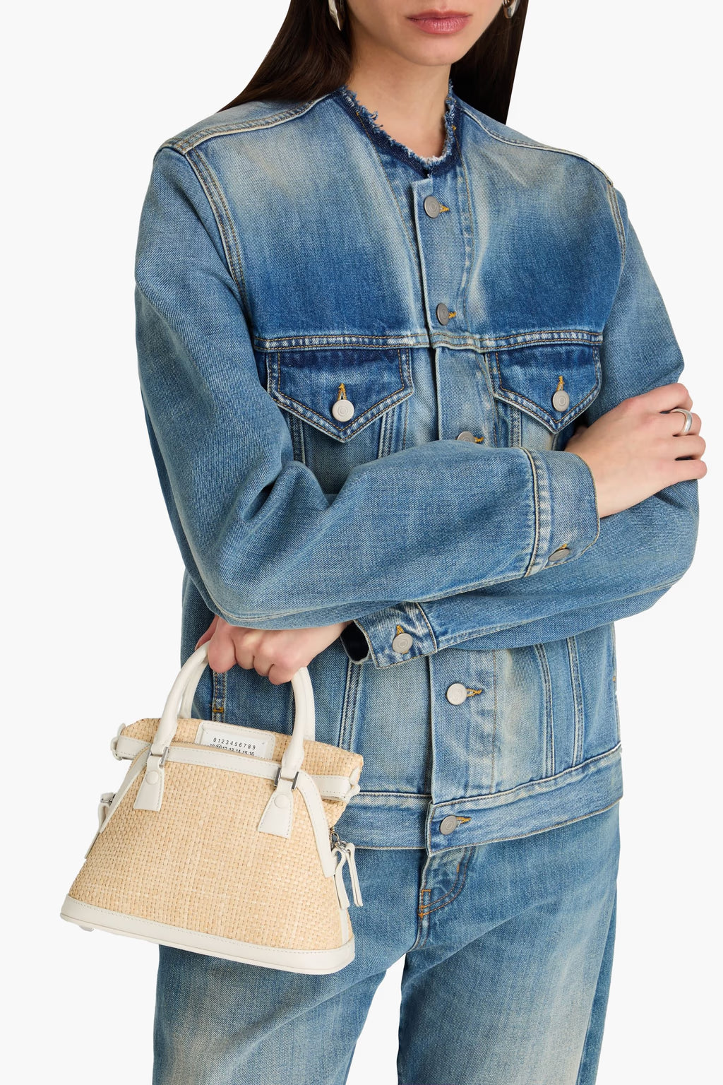 Maison Margiela 5AC Classique Leather and Faux Straw Tote