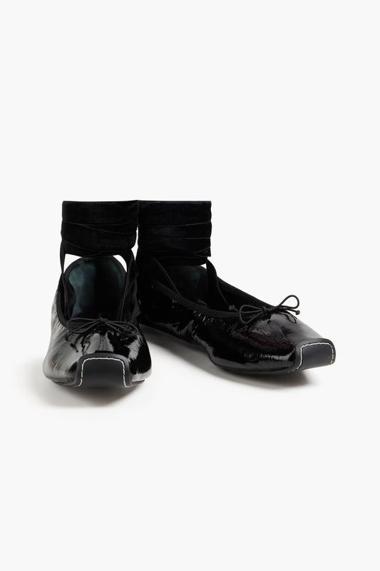 Tory Burch Patent-leather and velvet ballet flats