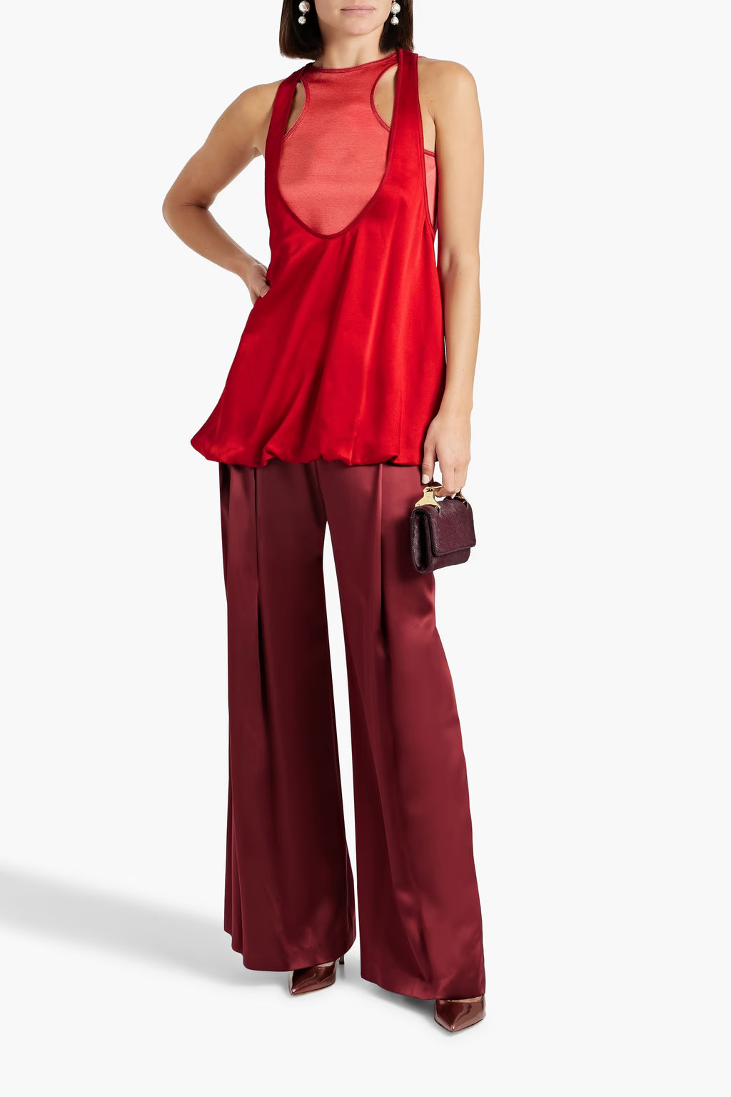 Valentino Garavani Two-tone layered hammered-satin top