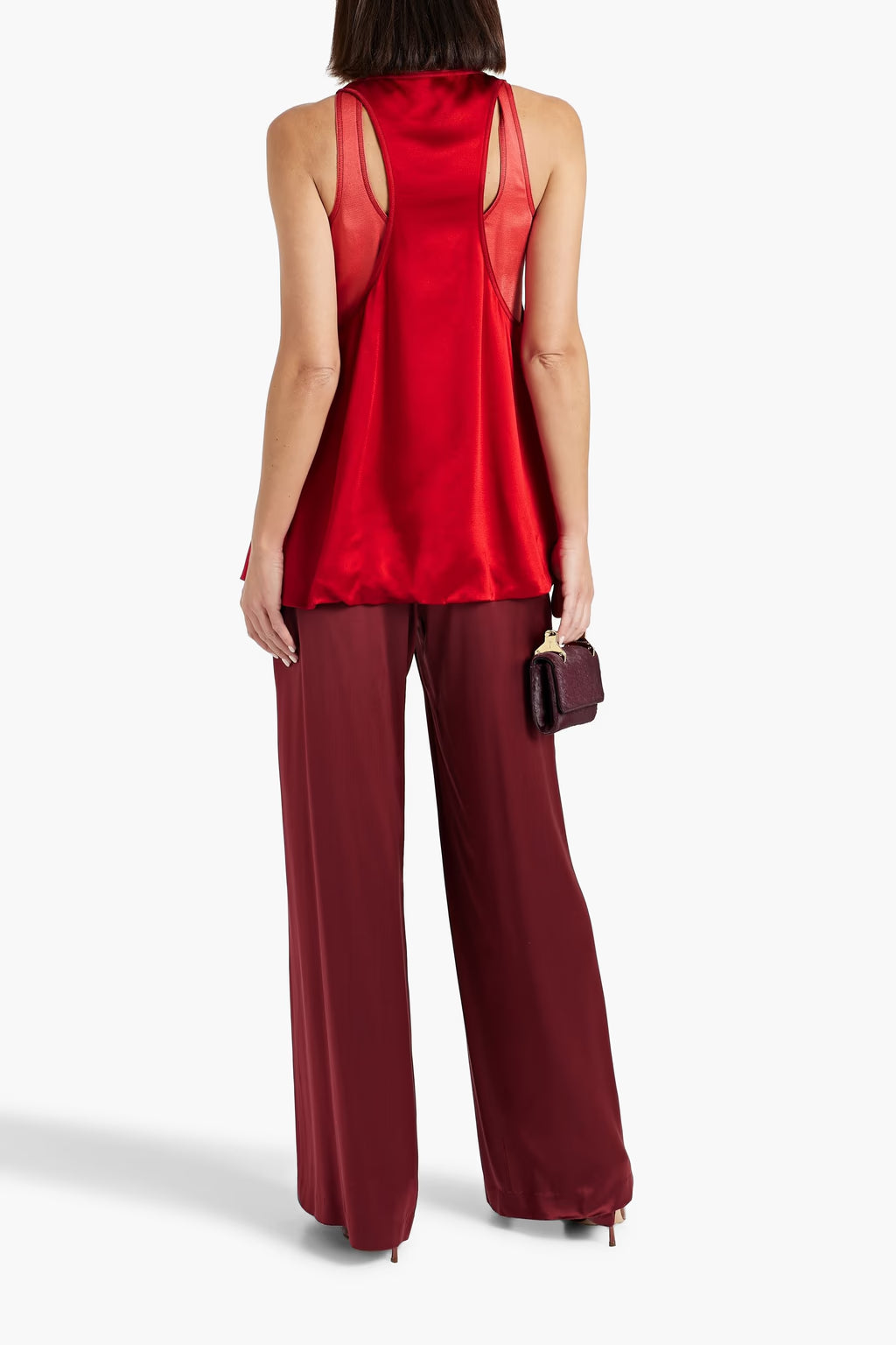 Valentino Garavani Two-tone layered hammered-satin top